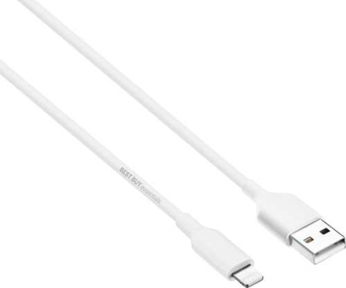Best Buy essentials™ 3' USB-A to Lightning Charge-and-Sync Cable - White GLOBAL SHIPPING