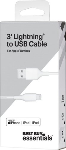 Best Buy essentials™ 3' USB-A to Lightning Charge-and-Sync Cable - White WHERE TO BUY