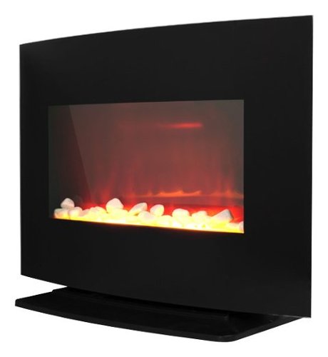 Warm House - Curved Glass Electric Fireplace - Black-Front_Standard 