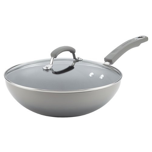 Rachael Ray - Classic Brights 11-Inch Nonstick Wok with Lid - Sea Salt Gray Gradient
