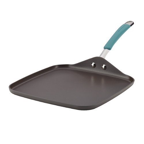 Rachael Ray - Cucina Indoor Griddle - Gray with Agave Blue Handle