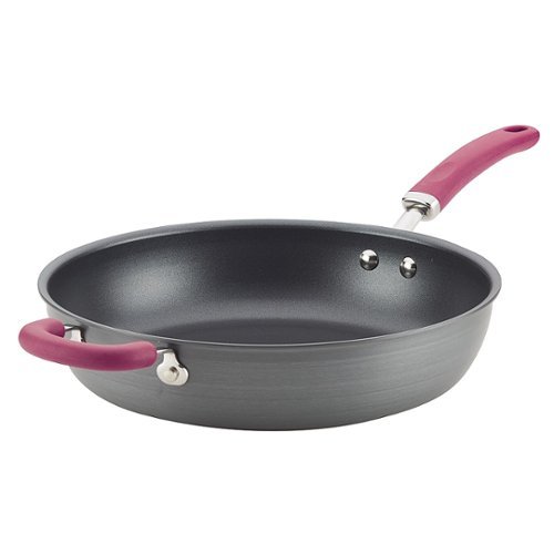 Rachael Ray - Create Delicious 12.5-Inch Frying Pan - Gray with Burgundy Handle-Angle_Standard 