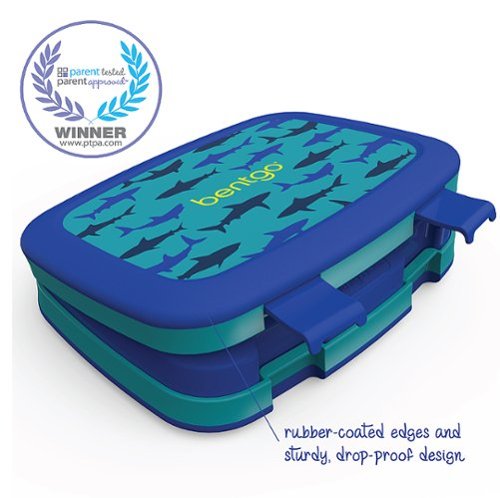 Bentgo - Fiambrera con estampado de tiburón para niños - Azul/Verde azulado
