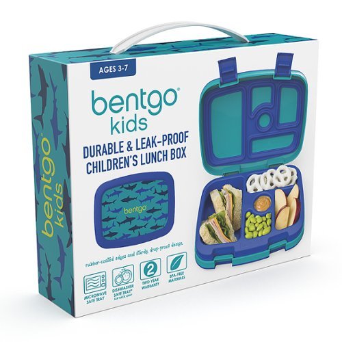 Bentgo - Fiambrera con estampado de tiburón para niños - Azul/Verde azulado