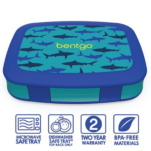 Bentgo - Fiambrera con estampado de tiburón para niños - Azul/Verde azulado