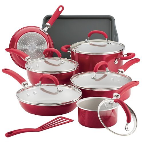Rachael Ray - Create Delicious 13-Piece Cookware Set - Red Shimmer