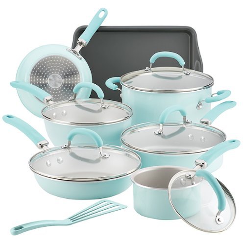 Rachael Ray - Create Delicious 13-Piece Cookware Set - Light Blue Shimmer