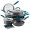 Rachael Ray - Create Delicious 11-Piece Cookware Set - Gray with Teal Handles-Angle_Standard
