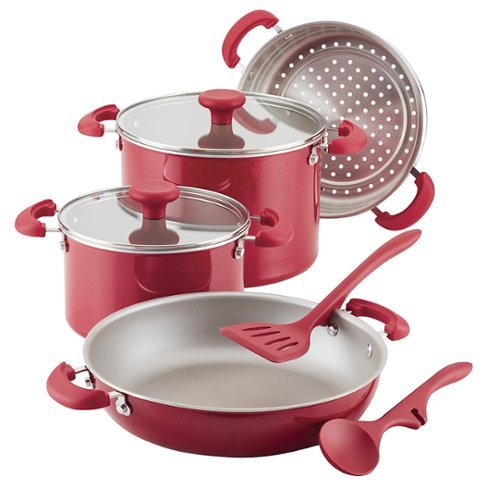 Rachael Ray - Create Delicious 8-Piece Cookware Set - Red Shimmer