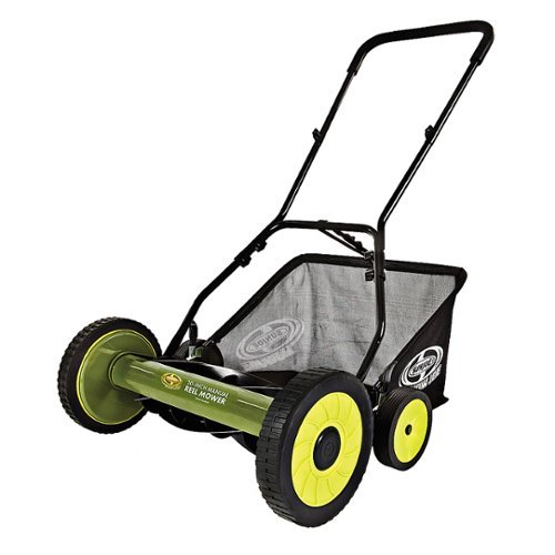 Sun Joe - Manual Reel 20-Inch Push Lawn Mower with Grass Collection Bag - Green