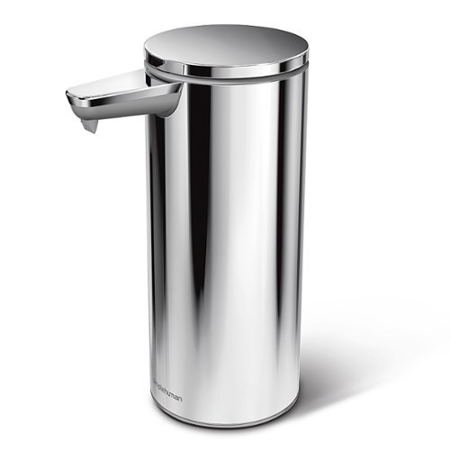 simplehuman - 9 oz. Touch-Free Rechargeable Sensor Liquid Soap Pump Dispenser - Polished Stainless Steel
