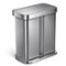 simplehuman - 58 L Rectangular Hands-Free Dual Compartment Recycling Kitchen Step Trash Can with Soft-Close Lid - Brushed Stainless Steel-Angle_Standard