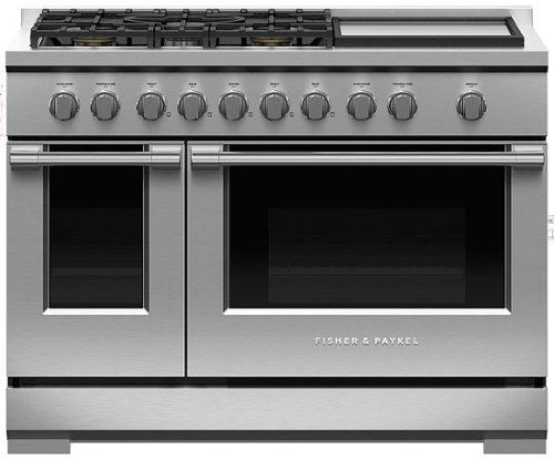 Fisher & Paykel - 7.7 Cu. Ft. Freestanding Double Oven Gas Convection Range - Stainless Steel