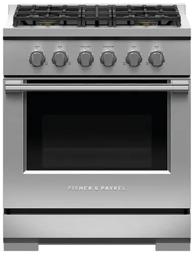 Front. Fisher & Paykel - Professional 30 inch 4 Burner Gas Range (LP) - Stainless Steel.