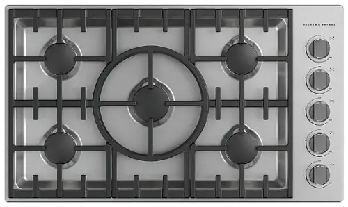 Front. Fisher & Paykel - 36 In Professional Drop-In Gas Cooktop with Halo - Stainless Steel.