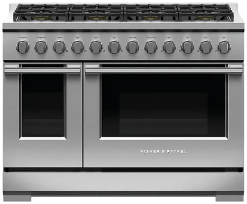 Front. Fisher & Paykel - Professional 48 inch 8 Burner Gas Range (LP) - Stainless Steel.