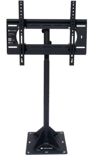 Seura - Outdoor TV Floor Stand for most Outdoor TVs up to 86", pole mount extends from 39.75" to 61.75" - Black
