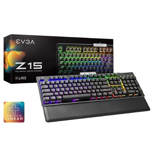 EVGA - Z15 Full-size Wired, RGB Backlit LED Gaming with Hot Swappable Mechanical Kailh Speed Silver Switches Keyboard (Linear)