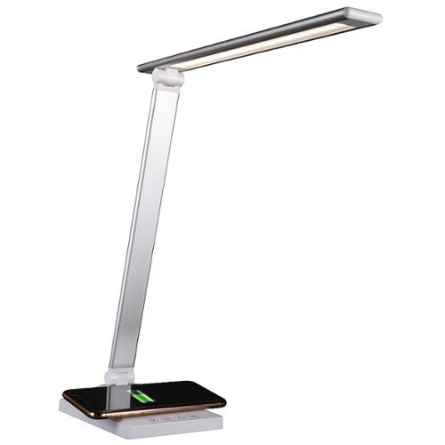 OttLite - Entice LED Desk Lamp with Wireless Charging - Silver