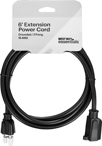 Best Buy essentials™ 6’ 16 AWG Indoor/Outdoor Extension Power Cord - Black WHERE TO BUY