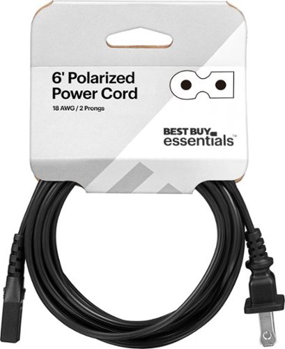 Best Buy essentials™ 6' 2-Slot Polarized Power Cord WORLDWIDE DELIVERY