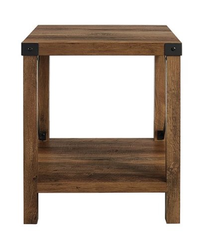 Walker Edison - Farmhouse Metal Accent Side Table - Rustic Oak