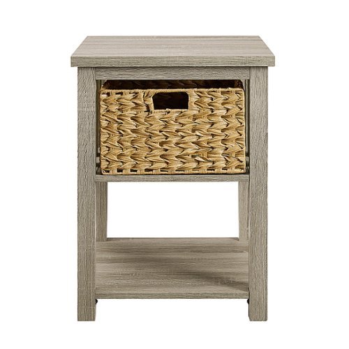 Walker Edison - 18” Mission Style Side Table with Storage Basket - Driftwood