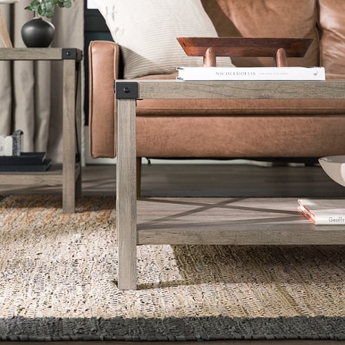 Walker Edison - Modern Farmhouse Coffee Table - Grey Wash/Black