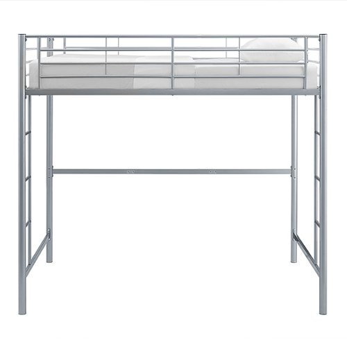 Walker Edison - Premium Metal Full Size Loft Bed - Silver-Front_Standard 