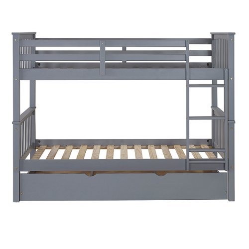 Walker Edison - Solid Wood Twin Bunk Bed with Trundle Bed - Grey