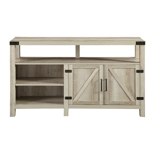 

Walker Edison - Modern Farmhouse Barn Door Highboy TV Stand for TVs up to 65" - White Oak