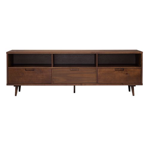 

Walker Edison - Mid Century Modern 3 Drawer Solid Wood Console for TVs up to 80" - Walnut