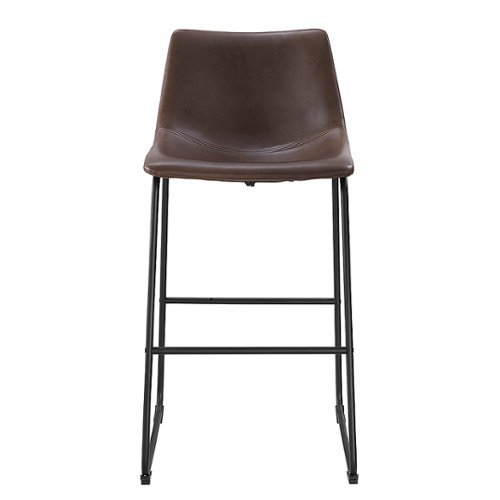 Walker Edison - 30" Industrial Faux Leather Barstools, Set of 2 - Brown