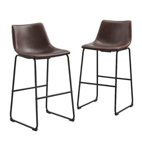 

Walker Edison - 30" Industrial Faux Leather Barstools, Set of 2 - Brown