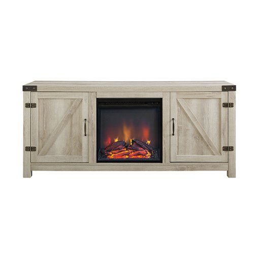 Walker Edison - Modern Farmhouse Barndoor Fireplace TV Stand for Most TVs up to 65" - White Oak-Front_Standard 