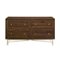 Walker Edison - 56” Contemporary 4 Drawer Gold Accent Dresser - Dark Walnut-Front_Standard
