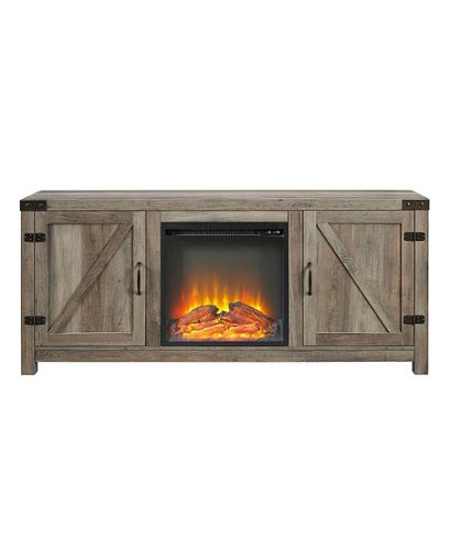 Walker Edison - Modern Farmhouse Barndoor Fireplace TV Stand for Most TVs up to 65"-  Grey Wash - Grey Wash
