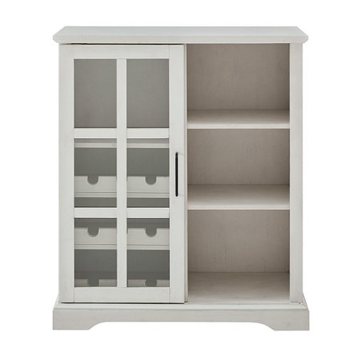  Walker Edison - 36 Classic Bar Cabinet with Bottle Storage - Brushed white