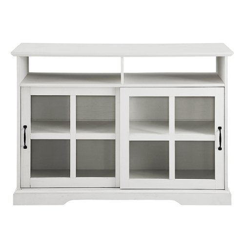 

Walker Edison - Farmhouse Sliding Glass Door Storage Console for TVs up to 55" - Brushed White
