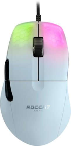 ROCCAT - Kone Pro Lightweight Wired Optical Gaming Mouse with 19K DPI, Aluminum Titan Wheel Pro & RGB lighting - Arctic White