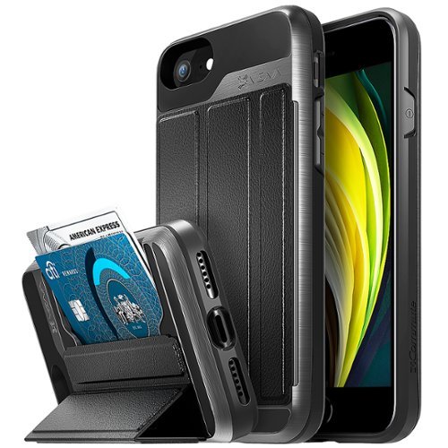 Vena - vCommute Wallet Case for Apple iPhone 7, iPhone 8, and iPhone SE (2nd Gen. 2020) - Space Gray Black