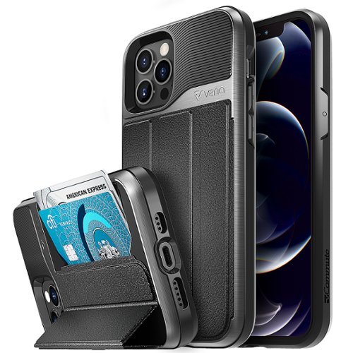 Vena - vCommute Wallet Case for Apple iPhone 12 Pro Max - Space Gray Black