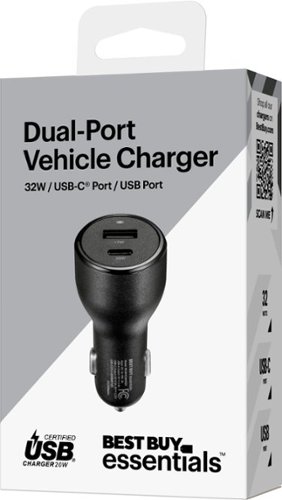 Best Buy essentials™ 32 W Vehicle Charger with 1 USB-C & 1 USB Port - Black WHERE TO BUY