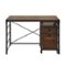 Walker Edison - 48" Angle Iron Desk with Filing Cabinet - Dark walnut-Front_Standard