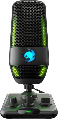 ROCCAT - Torch 24-Bit Studio-Grade RGB USB Microphone with Cardioid, Stereo and Whisper pick-up pattern