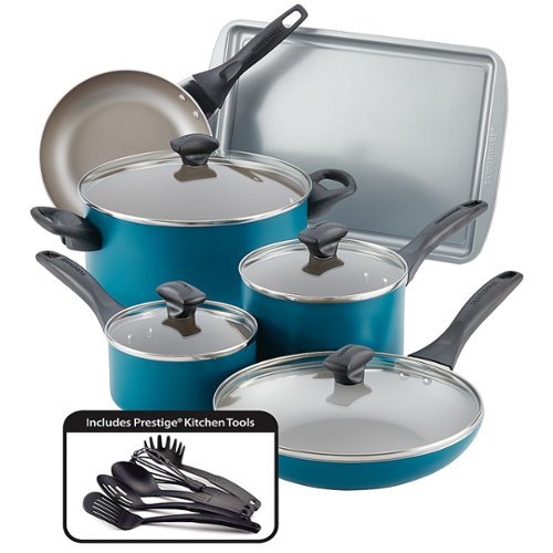 Farberware - Dishwasher Safe Nonstick Cookware Set, 15-Piece - Teal-Angle_Standard 