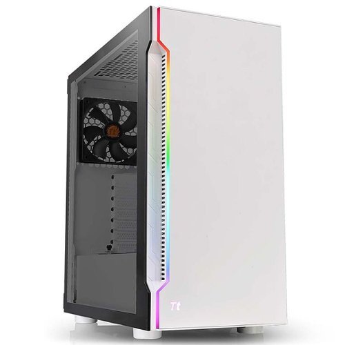 Thermaltake - H200 Tempered Glass Snow Edition RGB Light Strip ATX Mid Tower Case with One 120mm Rear Fan Pre-Installed - Snow