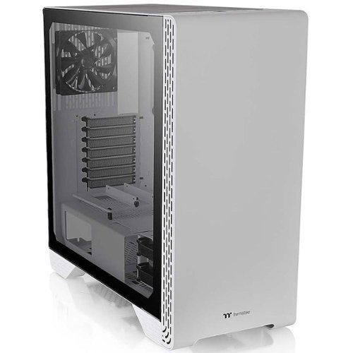 Thermaltake - S300 Tempered Glass Snow Edition ATX Mid-Tower Computer Case with 120mm Rear Fan Pre-Installed - Snow