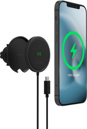 mophie - Snap+ 15W Wireless Charging Vent Mount with MagSafe Compatibility - Black