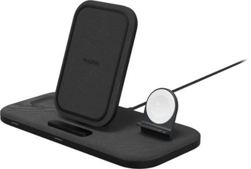 mophie - 3-in-1 15W Fast Charge Wireless Charging Stand for iPhone, Apple Watch, and AirPods/AirPods Pro - Black